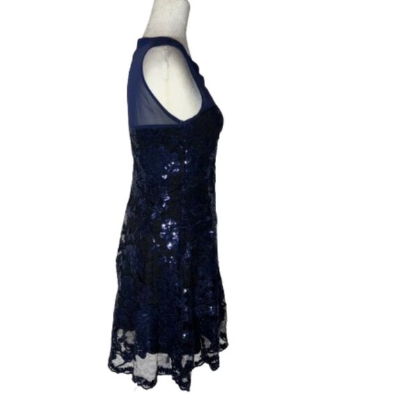 Romeo & Juliet Couture Navy Sleeveless Sequin Dress Size Medium - Picture 4 of 8